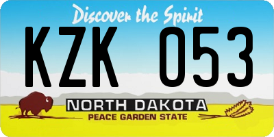 ND license plate KZK053