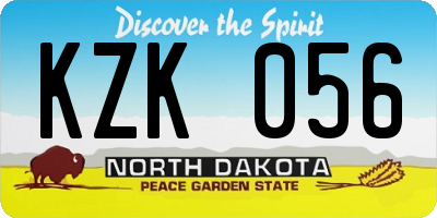 ND license plate KZK056