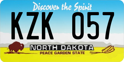 ND license plate KZK057