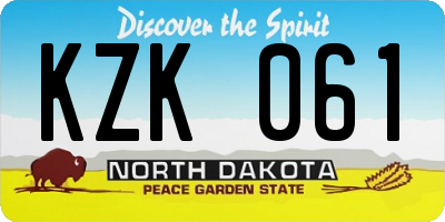 ND license plate KZK061