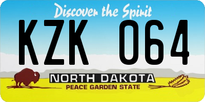 ND license plate KZK064