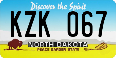 ND license plate KZK067