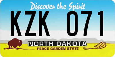 ND license plate KZK071
