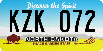 ND license plate KZK072