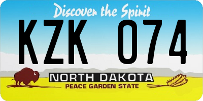 ND license plate KZK074