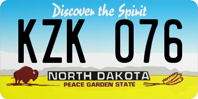 ND license plate KZK076