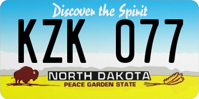 ND license plate KZK077