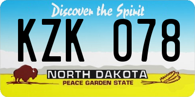 ND license plate KZK078