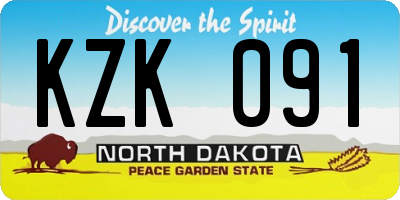 ND license plate KZK091