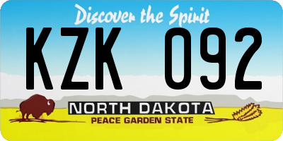 ND license plate KZK092