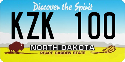 ND license plate KZK100