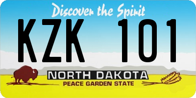 ND license plate KZK101