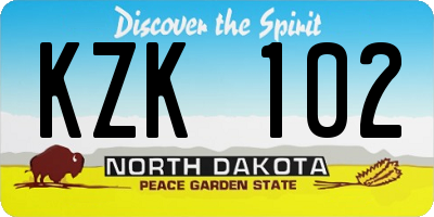 ND license plate KZK102