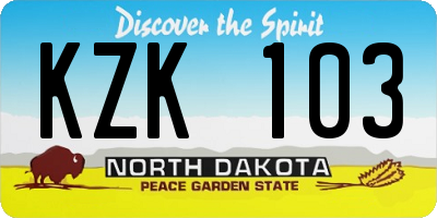 ND license plate KZK103
