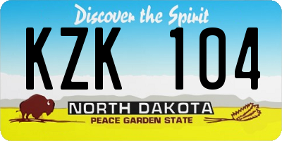 ND license plate KZK104
