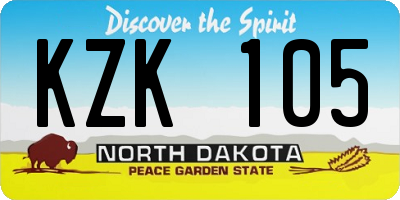 ND license plate KZK105