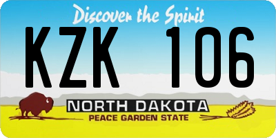 ND license plate KZK106