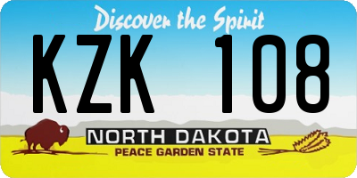 ND license plate KZK108