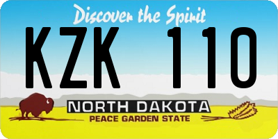 ND license plate KZK110