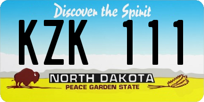 ND license plate KZK111