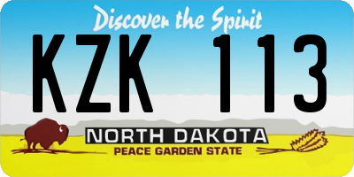 ND license plate KZK113