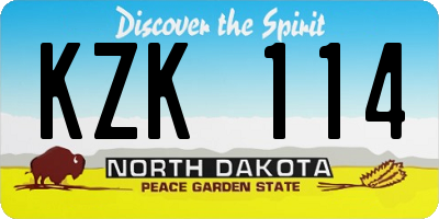 ND license plate KZK114