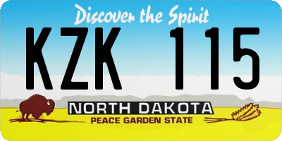 ND license plate KZK115