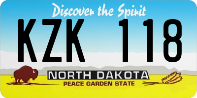 ND license plate KZK118