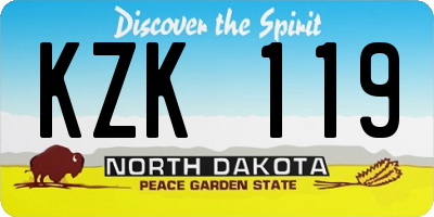 ND license plate KZK119