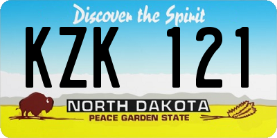 ND license plate KZK121