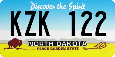 ND license plate KZK122