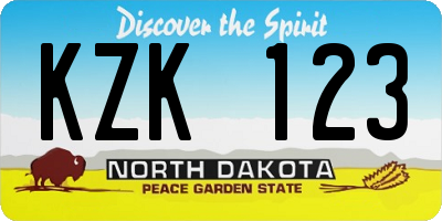 ND license plate KZK123