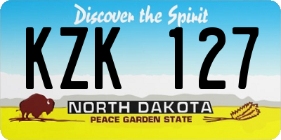 ND license plate KZK127