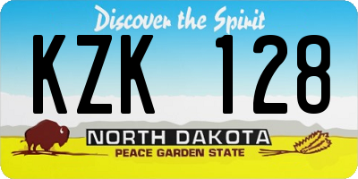 ND license plate KZK128