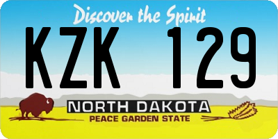 ND license plate KZK129