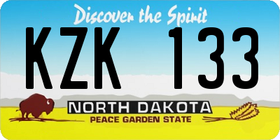 ND license plate KZK133