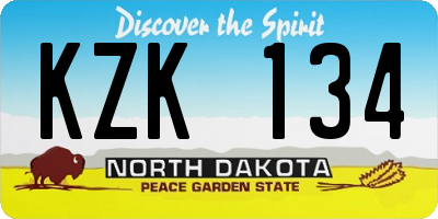 ND license plate KZK134
