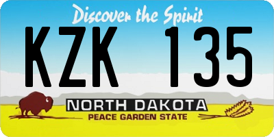 ND license plate KZK135