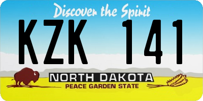 ND license plate KZK141