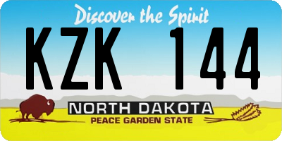 ND license plate KZK144