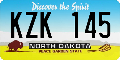 ND license plate KZK145