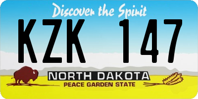 ND license plate KZK147