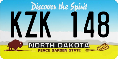 ND license plate KZK148