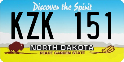 ND license plate KZK151