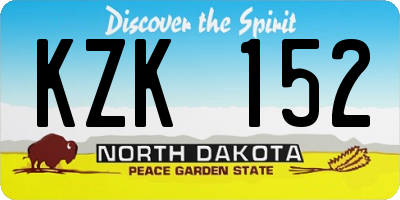 ND license plate KZK152