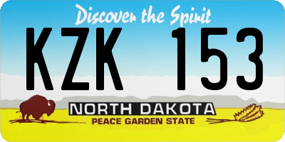 ND license plate KZK153