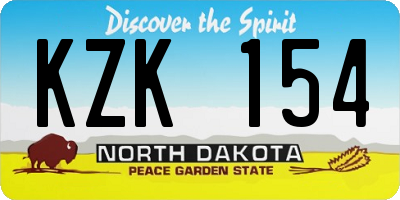 ND license plate KZK154
