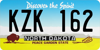 ND license plate KZK162