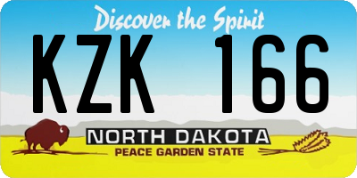 ND license plate KZK166