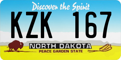ND license plate KZK167